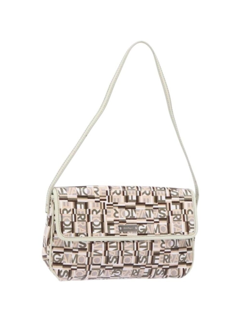 Salvatore Ferragamo Accessory Pouch PVC Beige Silver